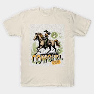 Cowgirl On (western girl riding horse) T-Shirt